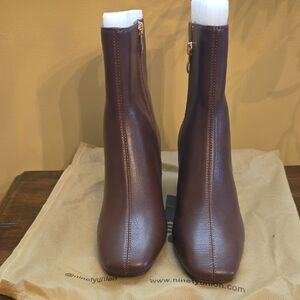 Elegant Brown Leather Ankle Booties